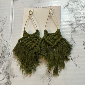Boho Inspired Macrame Earrings in Green.